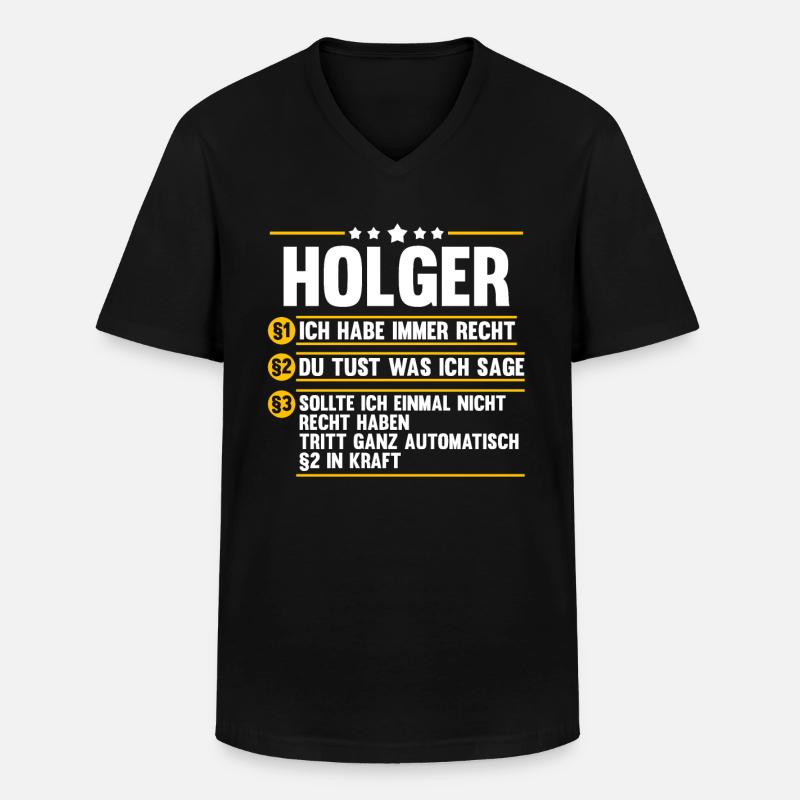 Holger - Männer-T-Shirt mit V-Ausschnitt - Schwarz