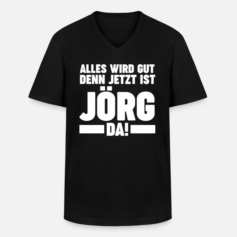 Jorg - Männer-T-Shirt mit V-Ausschnitt - Schwarz
