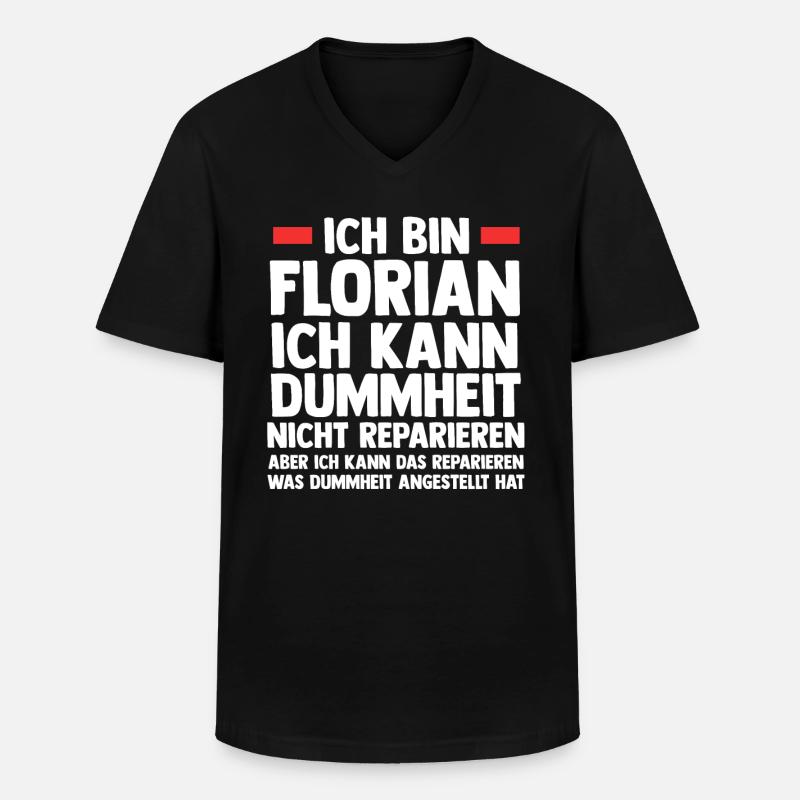 Florian - Männer-T-Shirt mit V-Ausschnitt - Schwarz