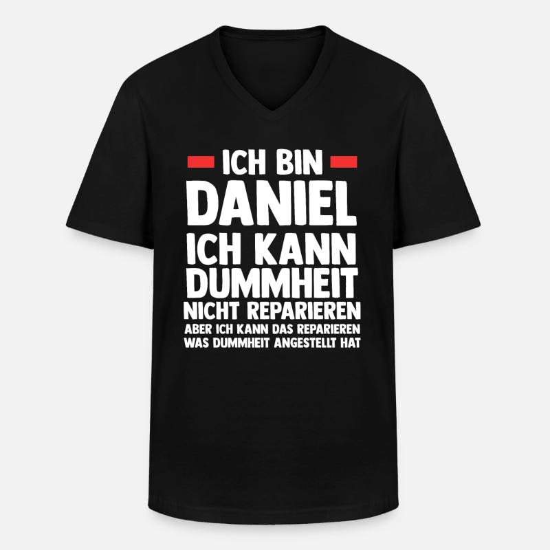 Daniel - Männer-T-Shirt mit V-Ausschnitt - Schwarz