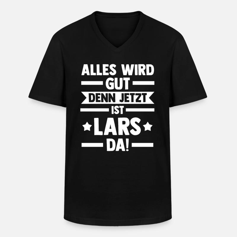 Lars - Männer-T-Shirt mit V-Ausschnitt - Schwarz