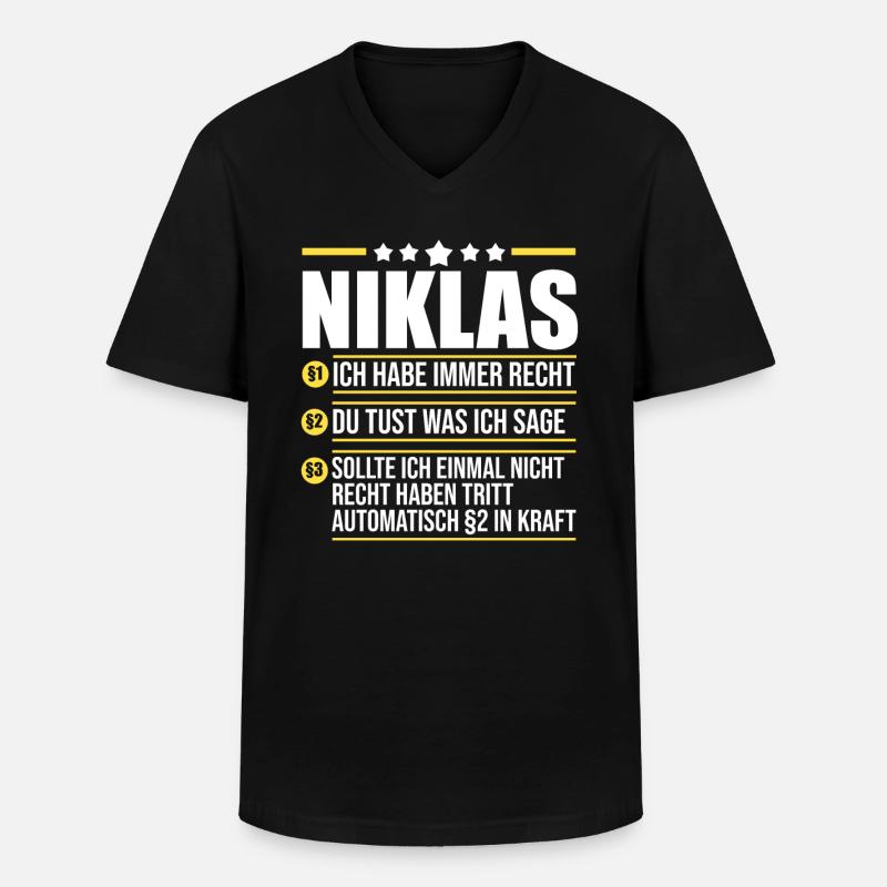 Niklas - Männer-T-Shirt mit V-Ausschnitt - Schwarz