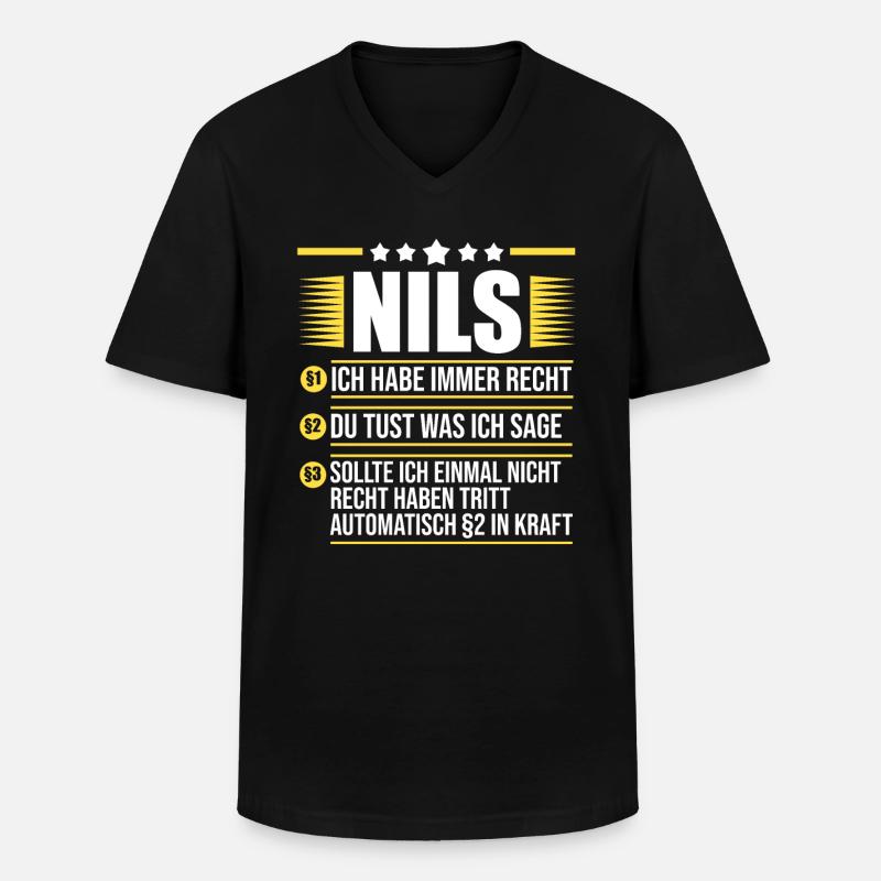 Nils - Männer-T-Shirt mit V-Ausschnitt - Schwarz