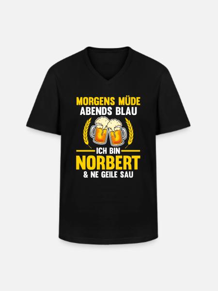Norbert - Männer-T-Shirt mit V-Ausschnitt - Schwarz