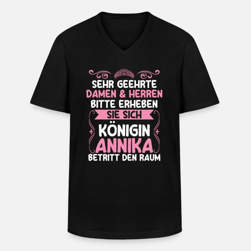 Annika - Männer-T-Shirt mit V-Ausschnitt - Schwarz