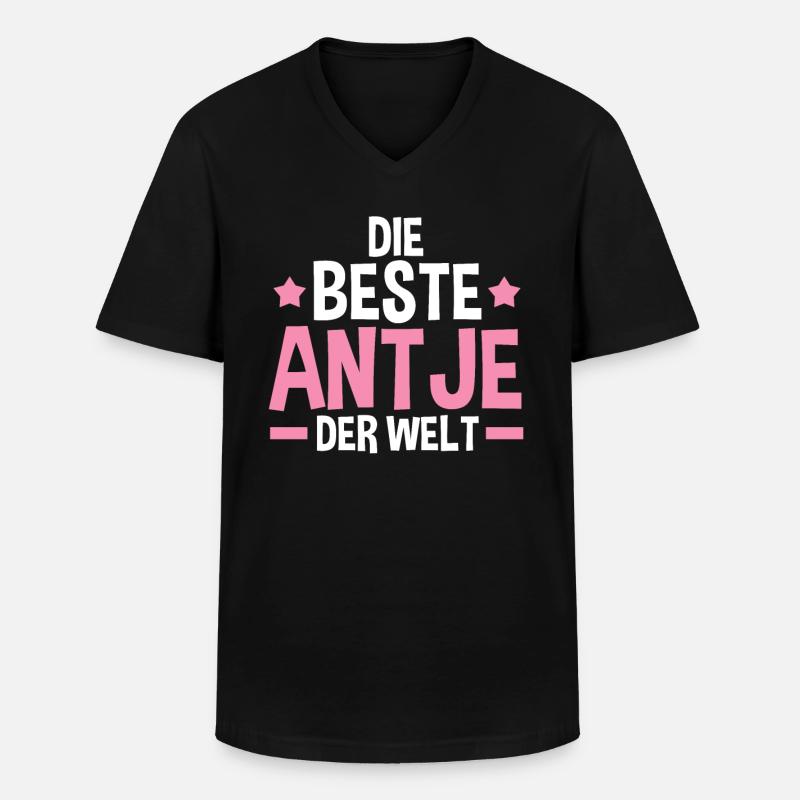 Antje - Männer-T-Shirt mit V-Ausschnitt - Schwarz