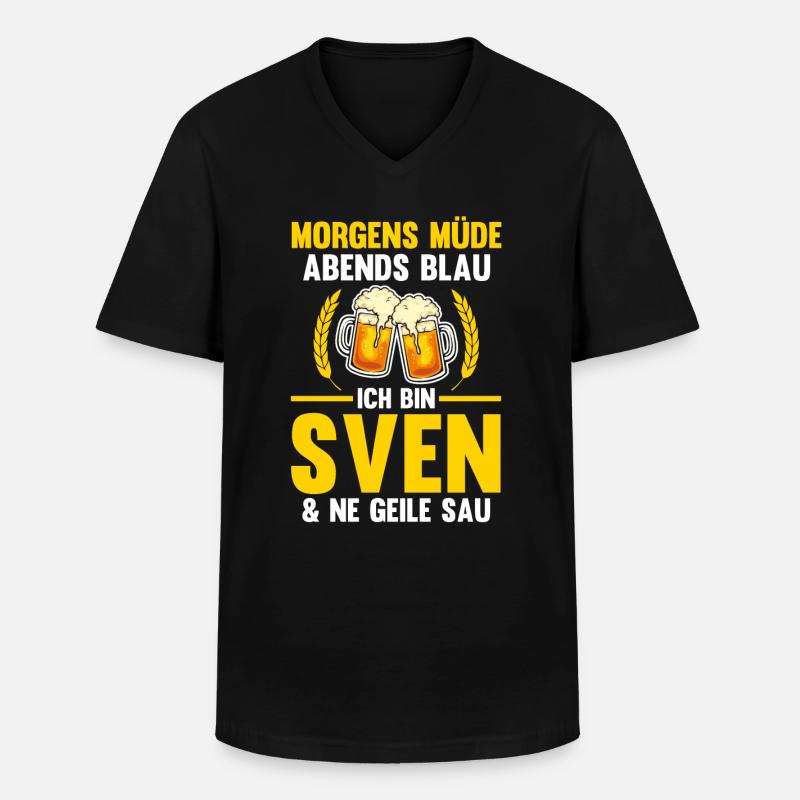 Sven - Männer-T-Shirt mit V-Ausschnitt - Schwarz