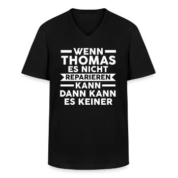 Thomas - Männer-T-Shirt mit V-Ausschnitt - Schwarz - Vorne - AI Model Male 178 dark (178cm)