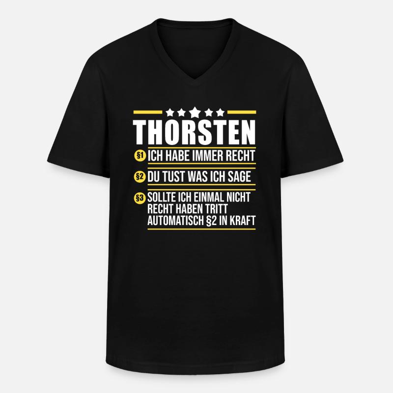 Thorsten - Männer-T-Shirt mit V-Ausschnitt - Schwarz