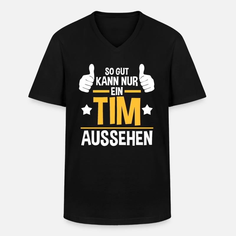 Tim - Männer-T-Shirt mit V-Ausschnitt - Schwarz