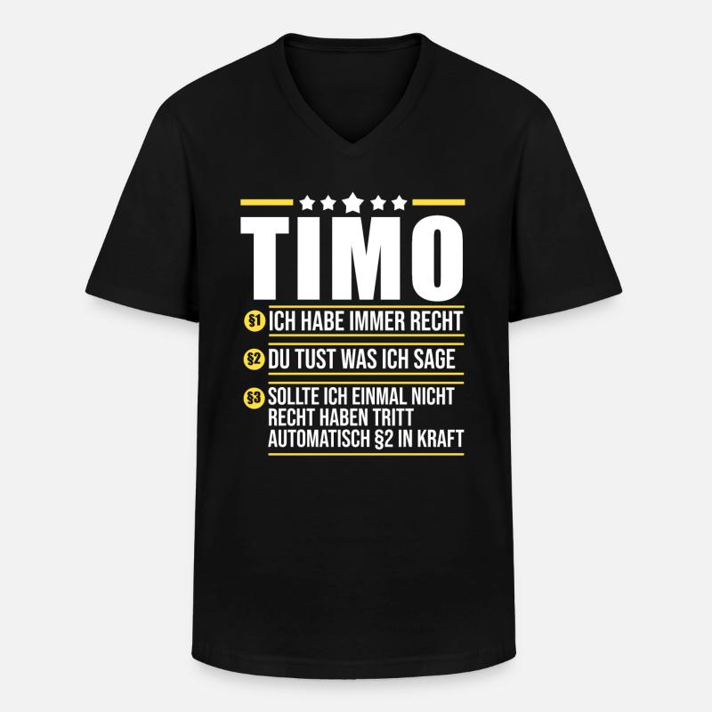 Timo - Männer-T-Shirt mit V-Ausschnitt - Schwarz