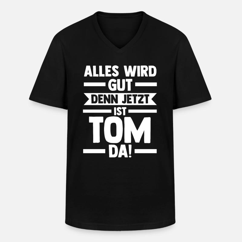 Tom - Männer-T-Shirt mit V-Ausschnitt - Schwarz