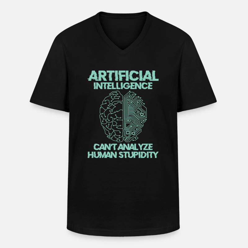 Artificial Intelligence Programmer Brain Human - Men's V-Neck T-Shirt - black