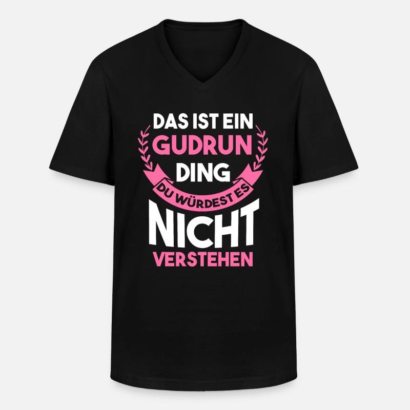 Gudrun - Männer-T-Shirt mit V-Ausschnitt - Schwarz