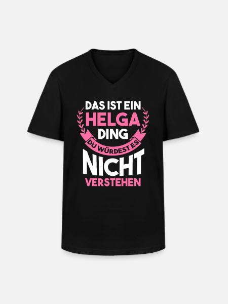 Helga - Männer-T-Shirt mit V-Ausschnitt - Schwarz