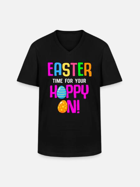 Easter Rabbit Easter Flowers Eggs - Men's V-Neck T-Shirt - black