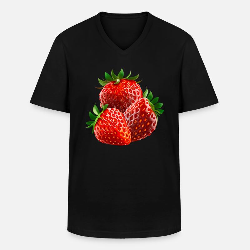 Erdbeere Erdbeeren - Männer-T-Shirt mit V-Ausschnitt - Schwarz