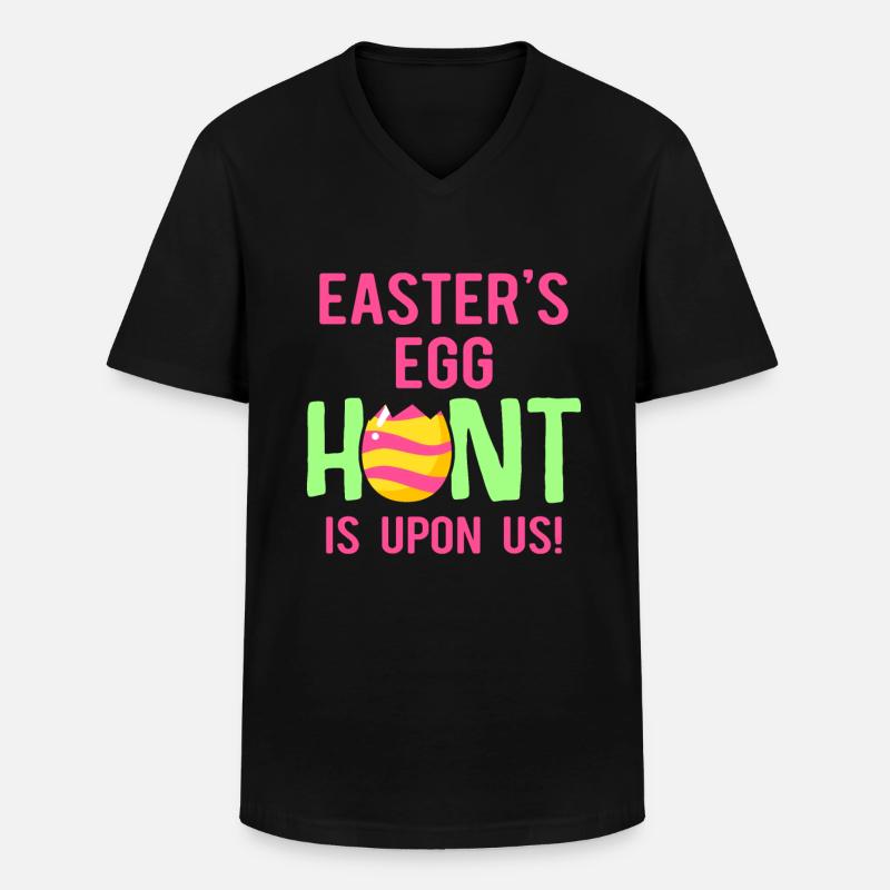 Easter Rabbit Easter Flowers Eggs - Men's V-Neck T-Shirt - black