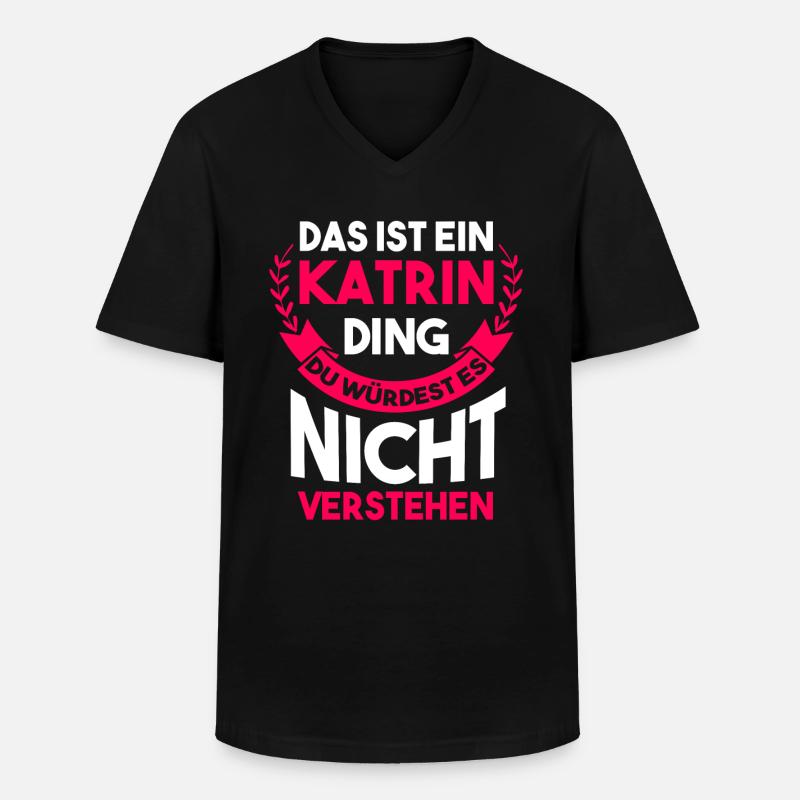Katrin - Männer-T-Shirt mit V-Ausschnitt - Schwarz