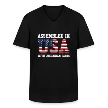 Né Jordanien Jordanien Américain USA USA - T-shirt col V Homme - noir - Devant - AI Model Male 178 dark (178cm)