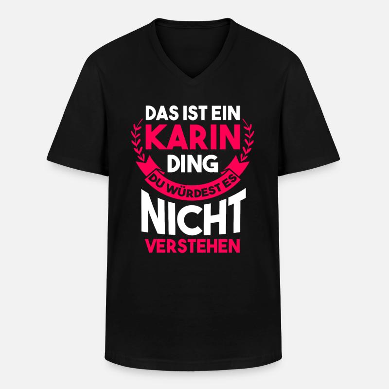 Karin - Männer-T-Shirt mit V-Ausschnitt - Schwarz