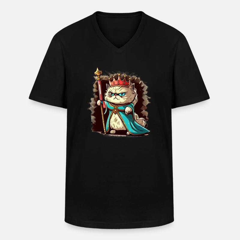 Schnitt Royal Cat - Männer-T-Shirt mit V-Ausschnitt - Schwarz