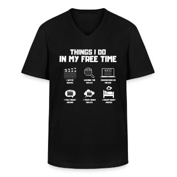 Film geek - Klassiek mannen T-shirt met V-hals - zwart - Voor - AI Model Male 178 dark (178cm)