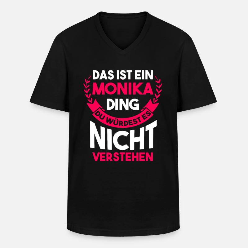 Monika - Männer-T-Shirt mit V-Ausschnitt - Schwarz