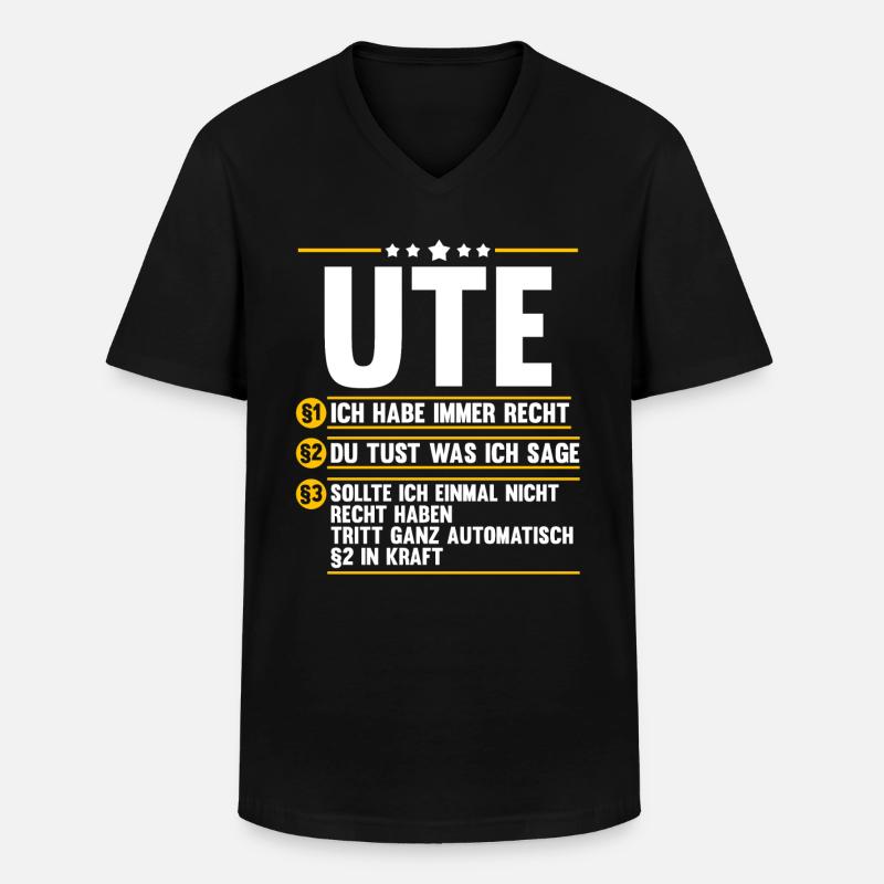 Ute - Männer-T-Shirt mit V-Ausschnitt - Schwarz
