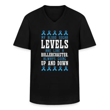 Diabetic Pancreas Diabetes Awareness - Men's V-Neck T-Shirt - black - Front - AI Model Male 178 dark (178cm)