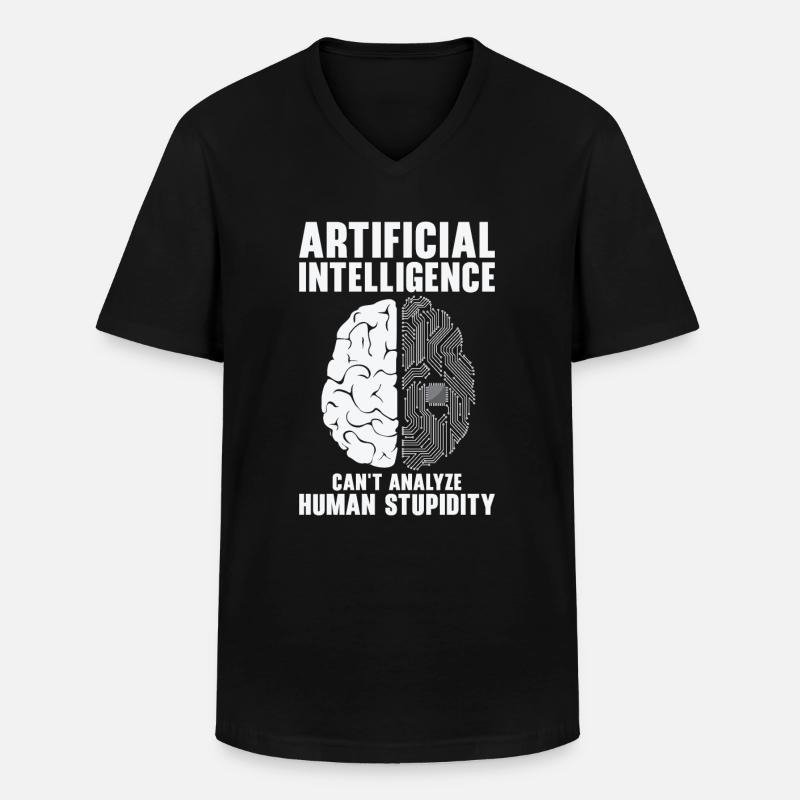 Programmeur d’intelligence artificielle Cerveau - T-shirt col V Homme - noir