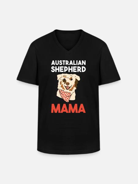 Dog Australian Shepherd Mama - Men's V-Neck T-Shirt - black