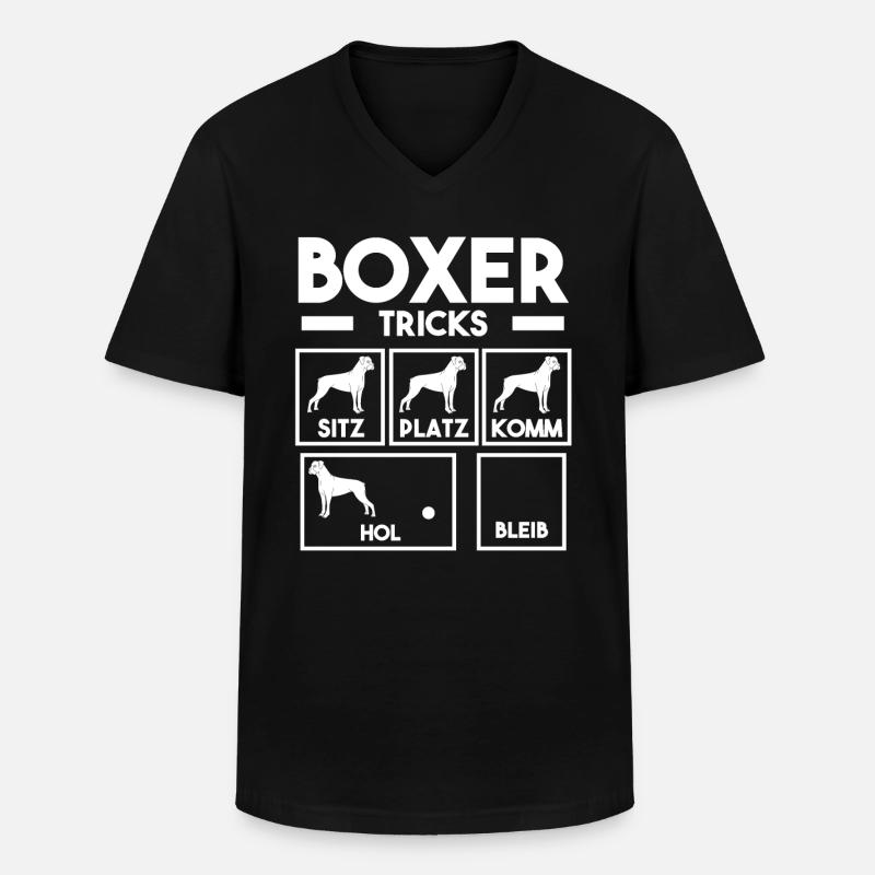 Hund Boxer - Männer-T-Shirt mit V-Ausschnitt - Schwarz