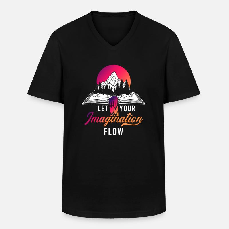 Space River Mountain Imagination - T-shirt col V Homme - noir