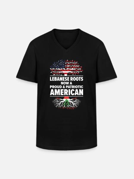 Né Liban Liban États-Unis - T-shirt col V Homme - noir
