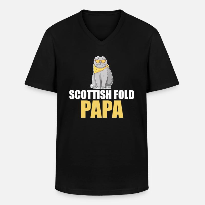 Scottish Fold Katze - Männer-T-Shirt mit V-Ausschnitt - Schwarz