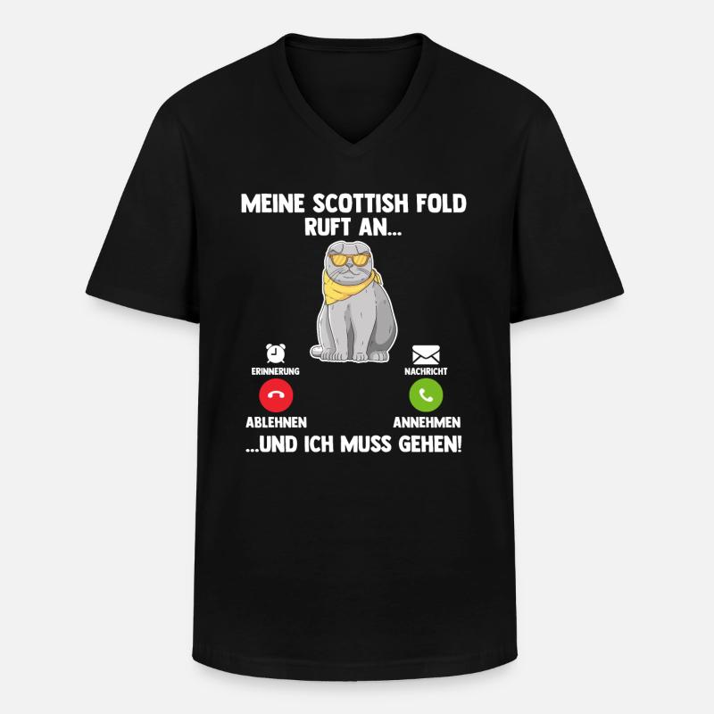 Scottish Fold Katze - Männer-T-Shirt mit V-Ausschnitt - Schwarz