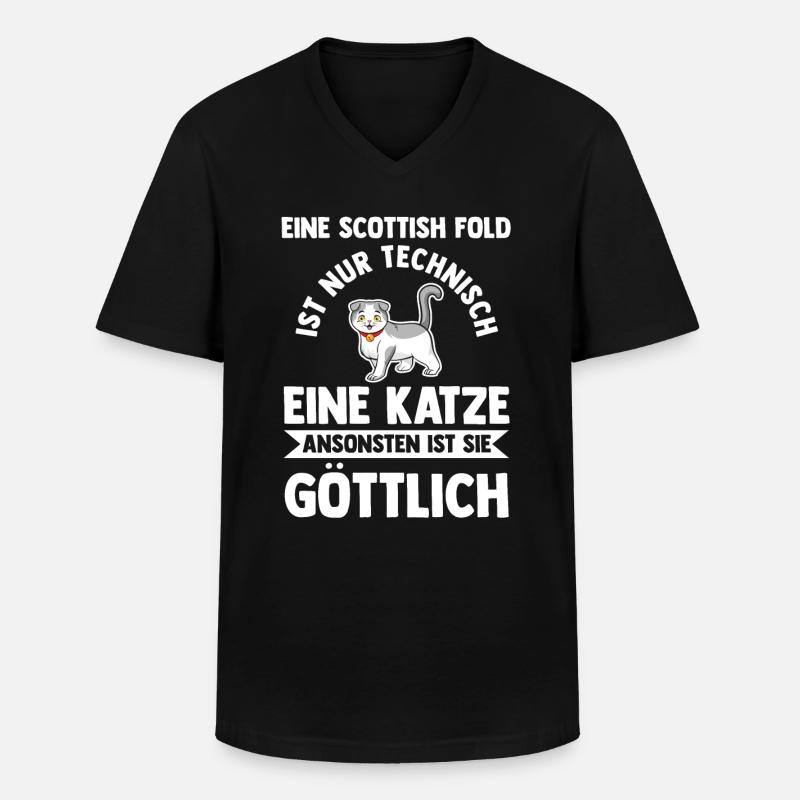 Scottish Fold Katze - Männer-T-Shirt mit V-Ausschnitt - Schwarz