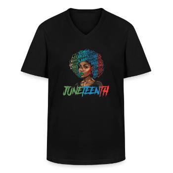 Juneteenth BLM Black Proud Woman Strong Black - Men's V-Neck T-Shirt - black - Front - AI Model Male 178 dark (178cm)