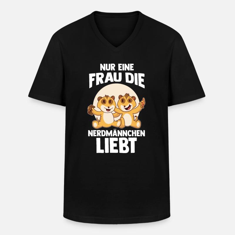 Erdmännchen Nerdmännchen - Männer-T-Shirt mit V-Ausschnitt - Schwarz