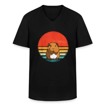 Meerschweinchen Retro Haustier Tierliebhaber - Männer-T-Shirt mit V-Ausschnitt - Schwarz - Vorne - AI Model Male 178 dark (178cm)