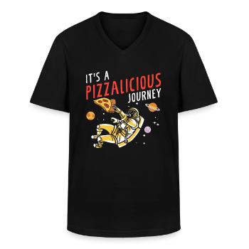 Space Pizza Lover Astronaut Fast Food - T-shirt col V Homme - noir - Devant - AI Model Male 178 dark (178cm)