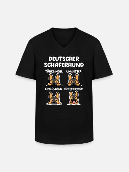 Hund Schäferhund - Männer-T-Shirt mit V-Ausschnitt - Schwarz