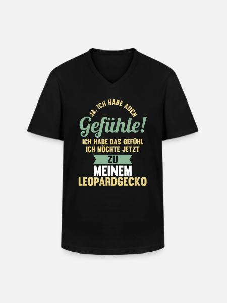 Eidechse Terrarium Reptilien Leopardgecko - Männer-T-Shirt mit V-Ausschnitt - Schwarz