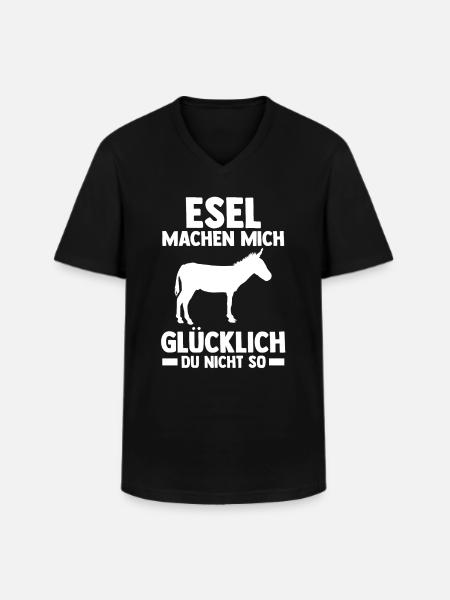 Esel - Männer-T-Shirt mit V-Ausschnitt - Schwarz