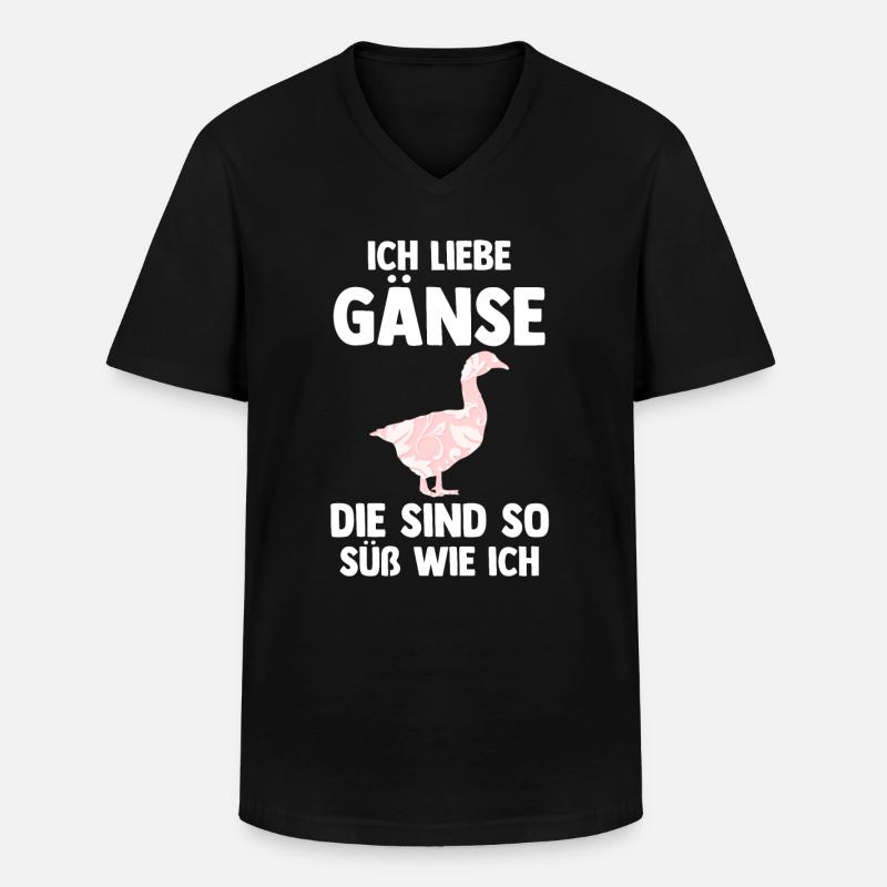 Gans Gänse - Männer-T-Shirt mit V-Ausschnitt - Schwarz