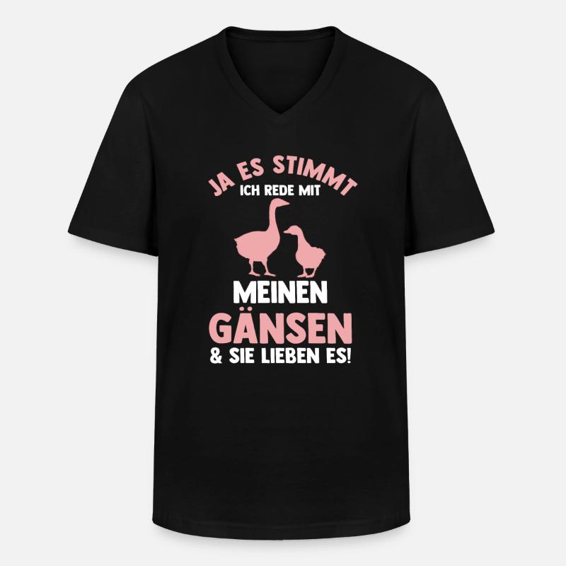 Gans Gänse - Männer-T-Shirt mit V-Ausschnitt - Schwarz