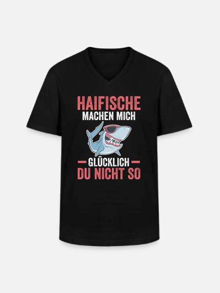 Fische Haifisch - Männer-T-Shirt mit V-Ausschnitt - Schwarz