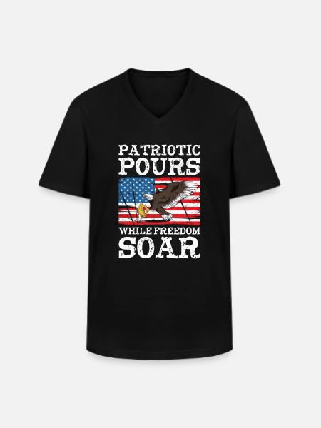 USA Independence Beer Drinking Freedom - Men's V-Neck T-Shirt - black