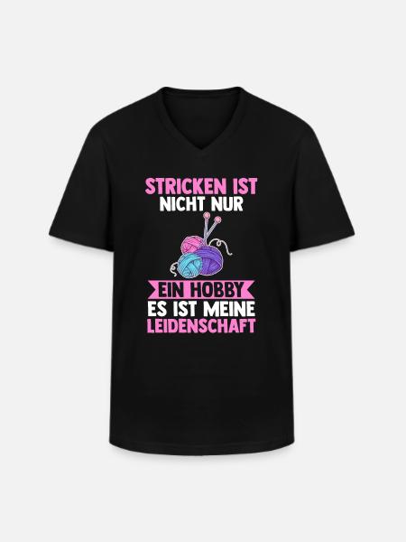 Häkeln Nähen Stricken - Männer-T-Shirt mit V-Ausschnitt - Schwarz